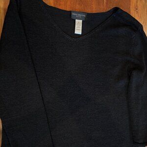 Sarah Arizona Black 3/4 Sleeve Nylon Pullover Sweater, Small